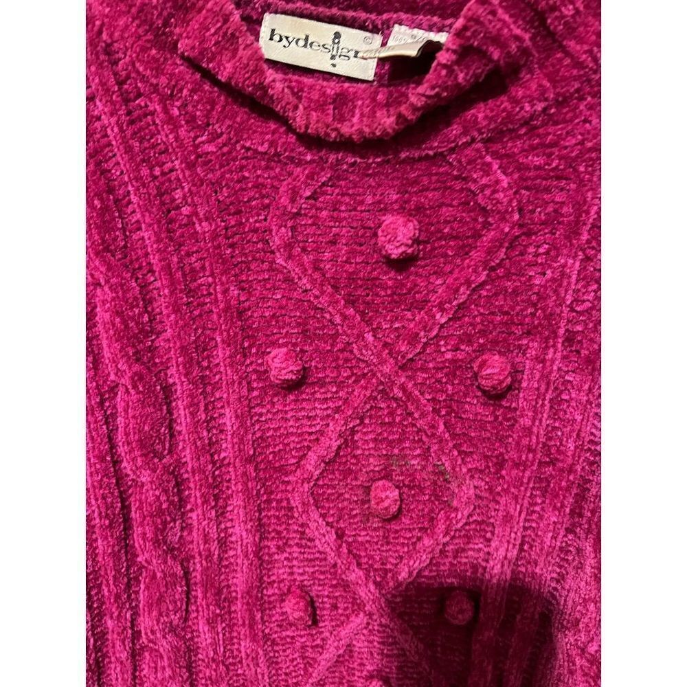 Vintage By Design bright Pink Sweater soft with balls down front - Picture 2 of 6